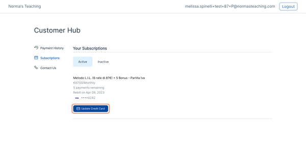 Click on Update Credit Card