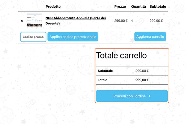 Click on Totale carrello…