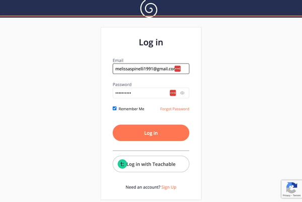 Click on Log in…