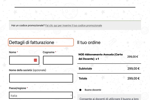 Click on Dettagli di fatturazione